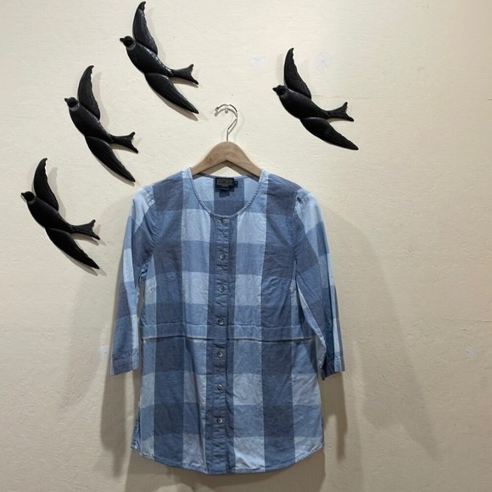 Vintage Pendleton Patchwork Cotton Chambray Blous… - image 1